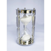 Nautical Sand Timer Hourglass 5 Inch Chrome Finish with White Sand, Maritime Decorative Timer, Nautical Gift